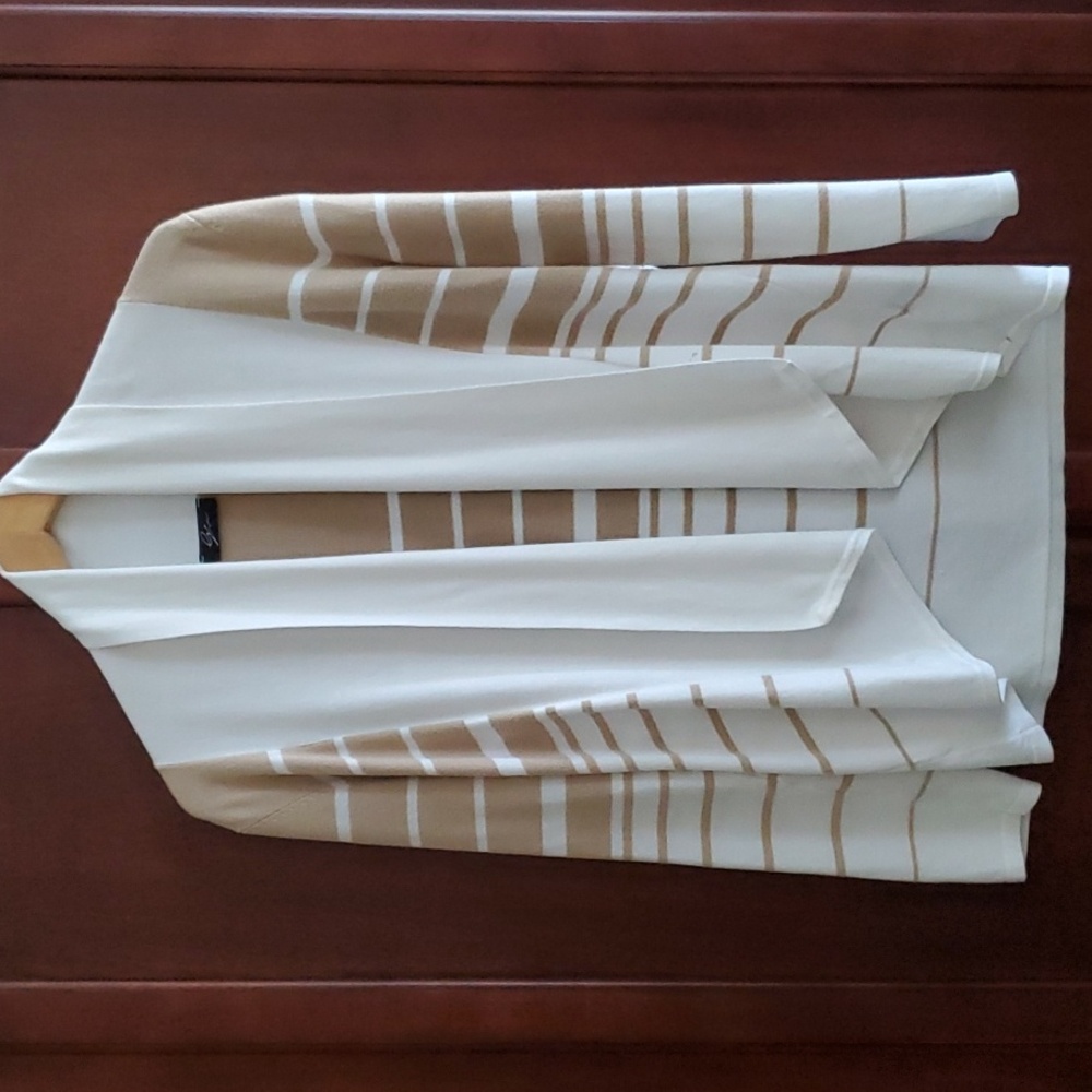 Cyrus Beige & White Striped Cardigan Size L